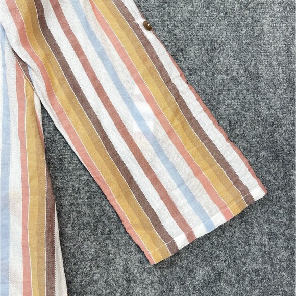 Soft Surroundings Enyo Striped Top Womens Large Roll Tab Sleeve Cotton Tencel - Picture 8 of 12